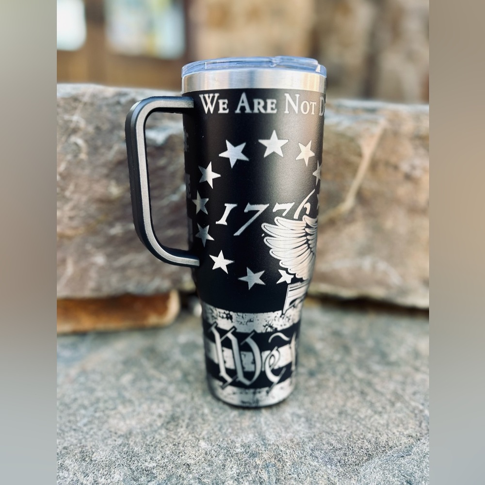 New! Engraved tumbler black and silver